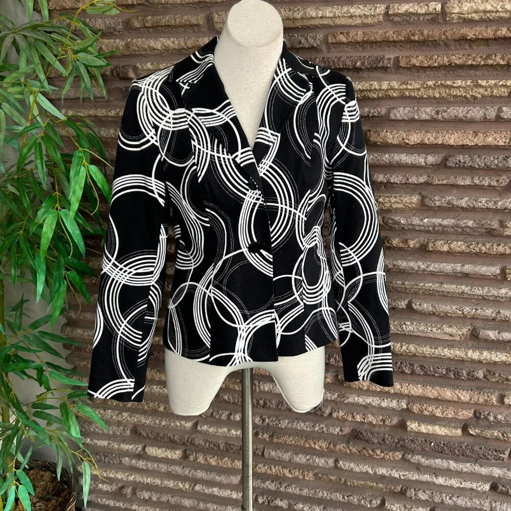 Atomic Black Concentric Circles Career Blazer NWT $138 Size 8 - Picture 8 of 8